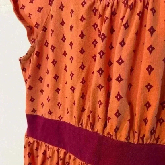 Tea Collection Print 100% Cotton Dress Orange with Pink Geometric Design Girls 8 - Picture 2 of 5